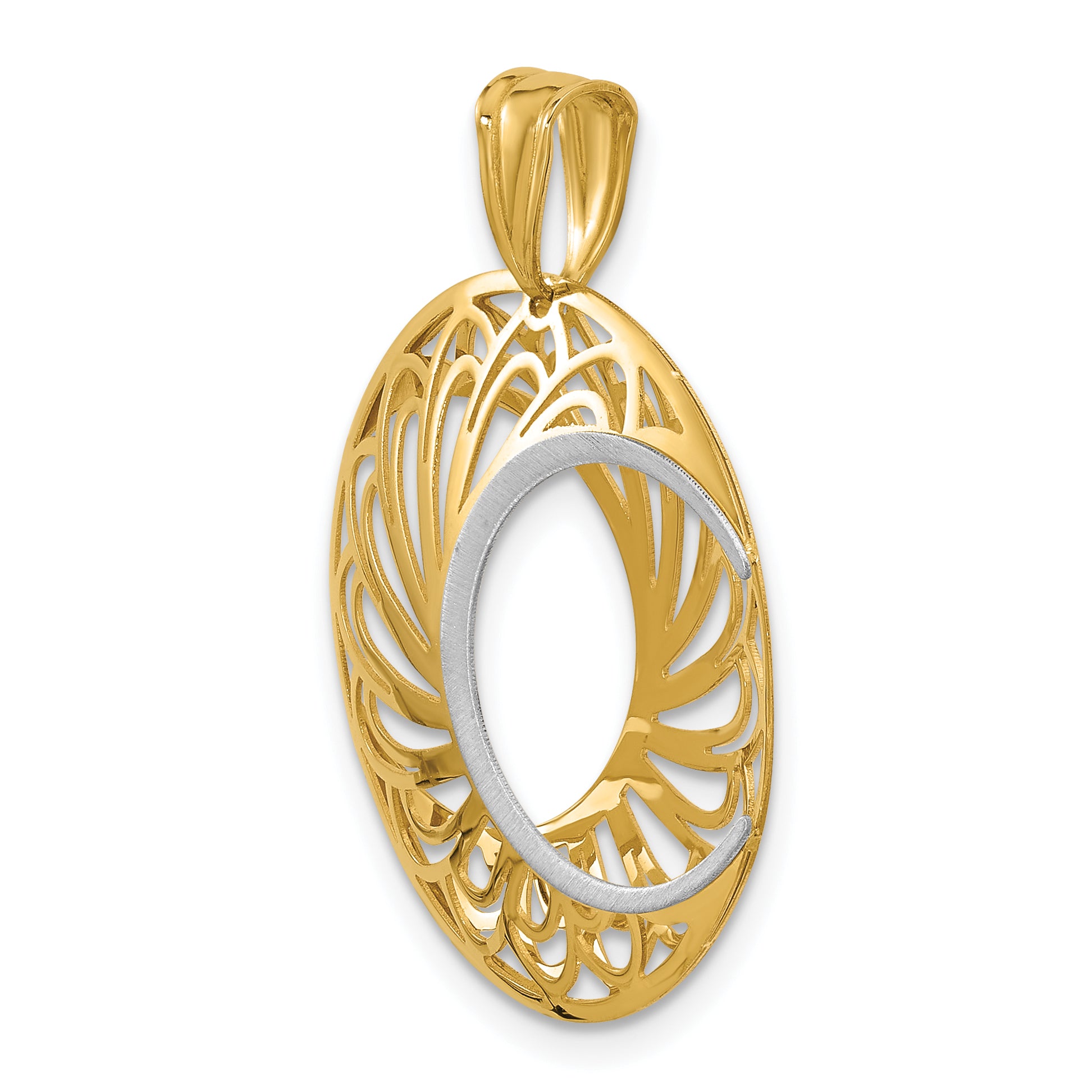 10K Two-tone Polished and Satin Pendant