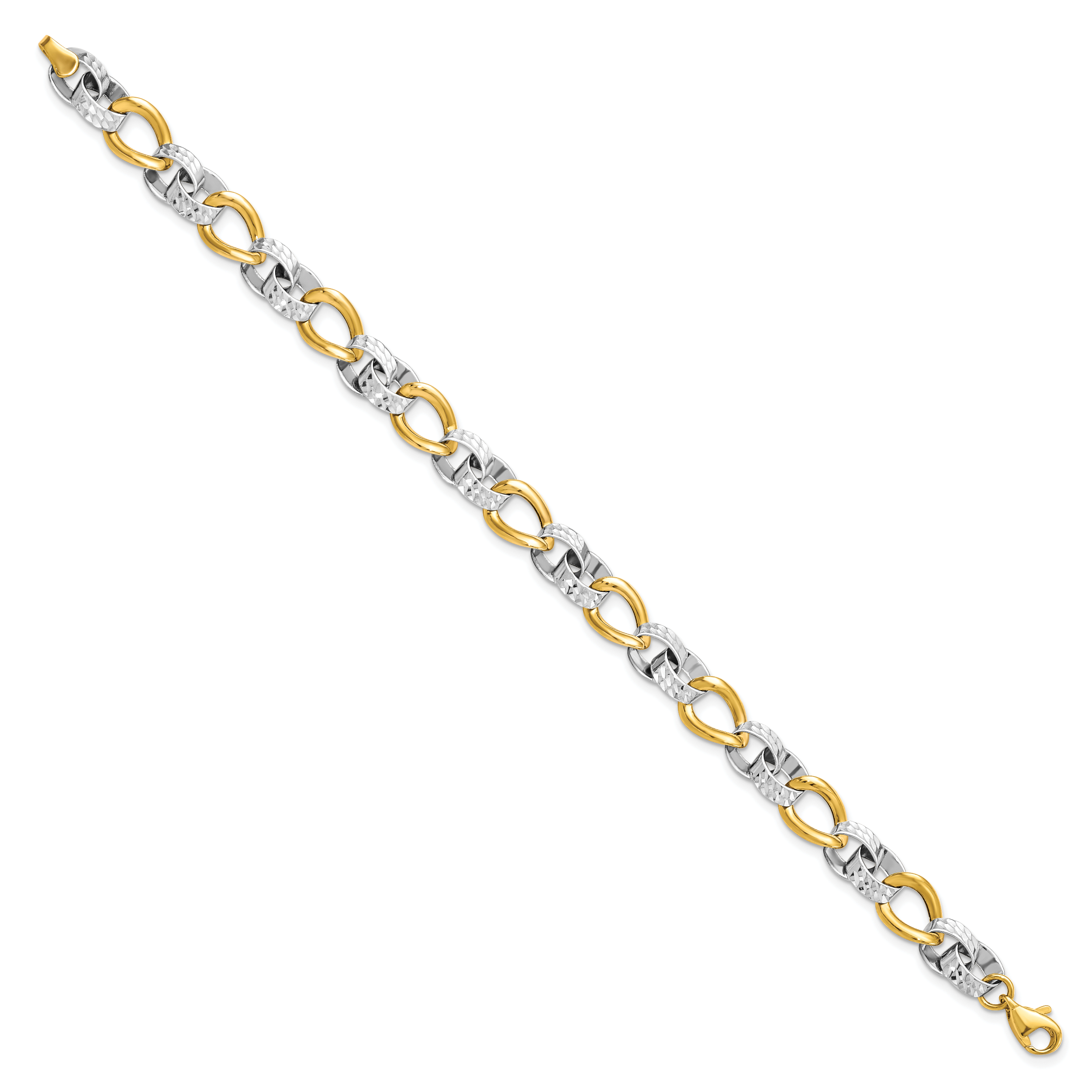 10K Two-tone Polished and D/C Link Bracelet Secondary image