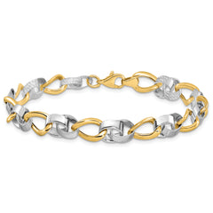 10K Two-tone Polished and D/C Link Bracelet