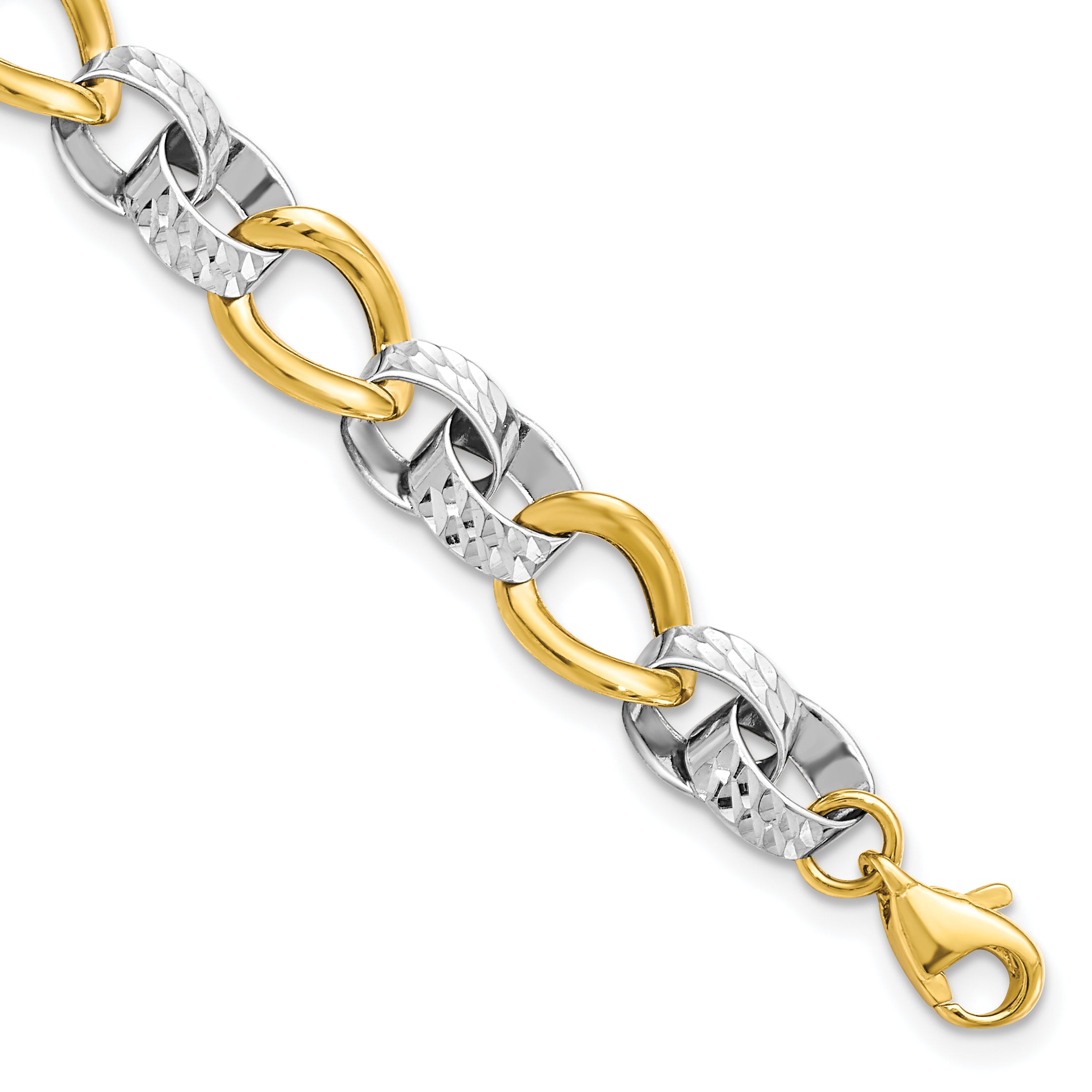 10K Two-tone Polished and D/C Link Bracelet Main image
