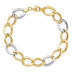 10K Two-tone Polished and Textured Link Bracelet