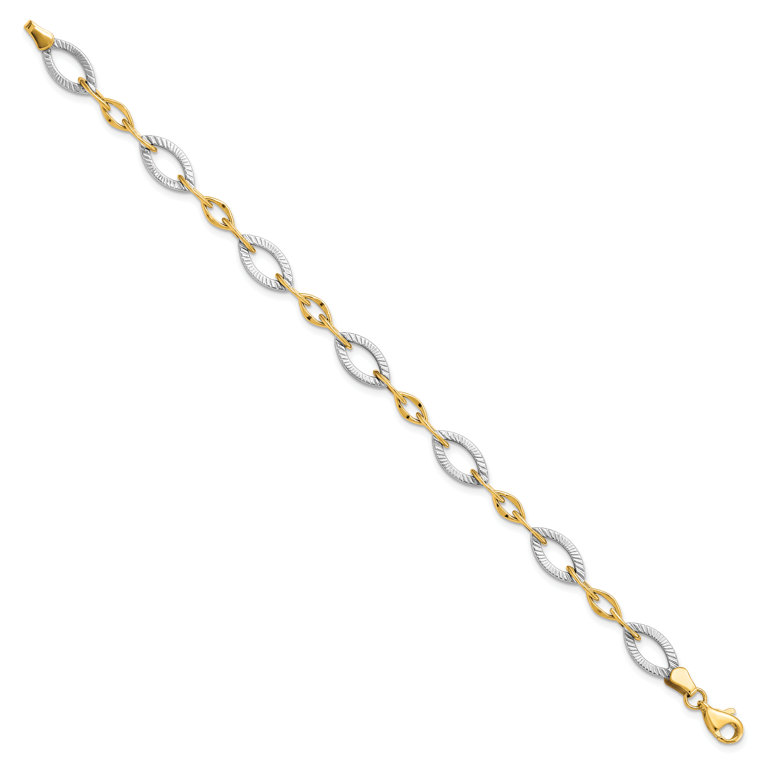 10K Two-tone Polished and Textured Link Bracelet Secondary image