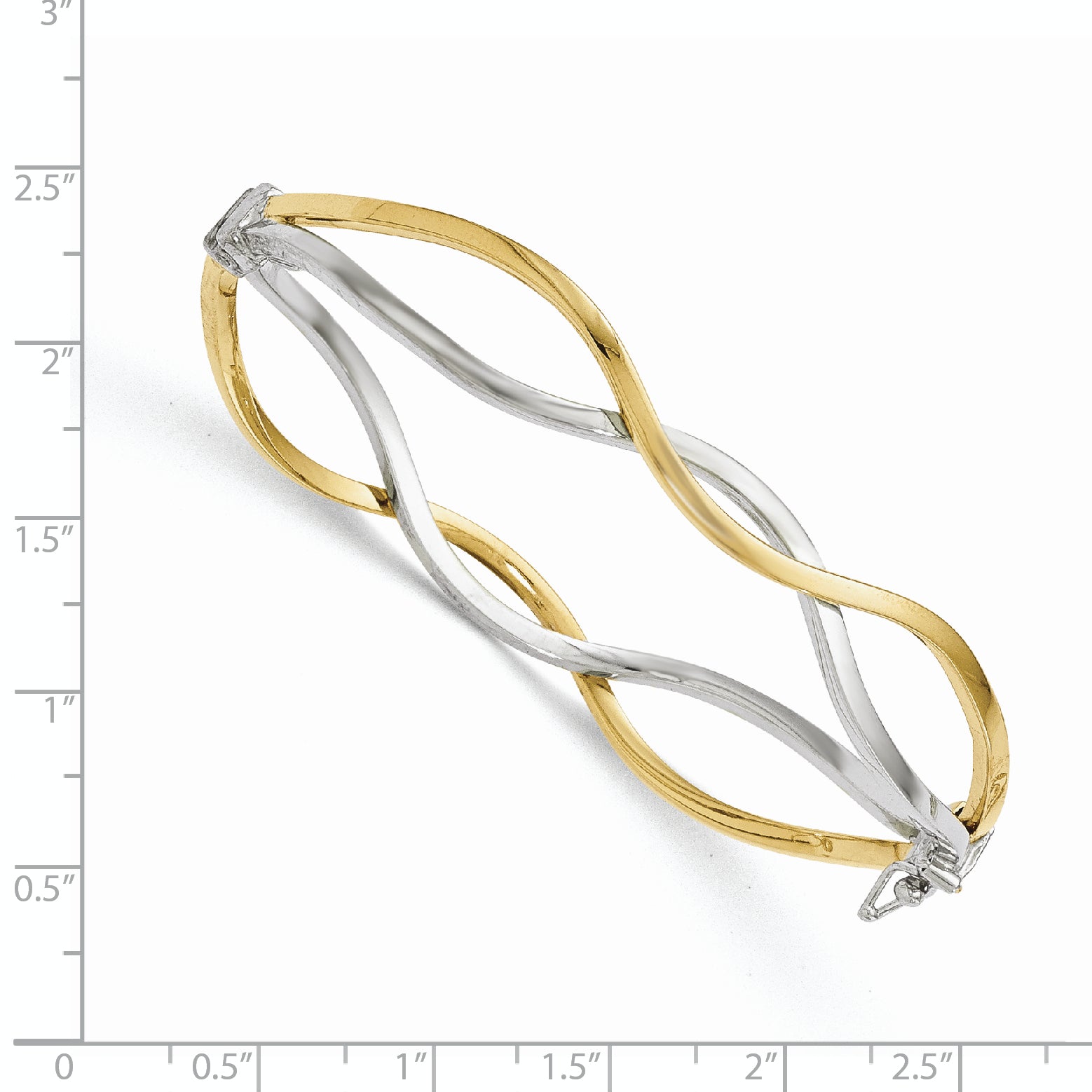 10K White Rhodium Polished Twisted Bangle Bracelet