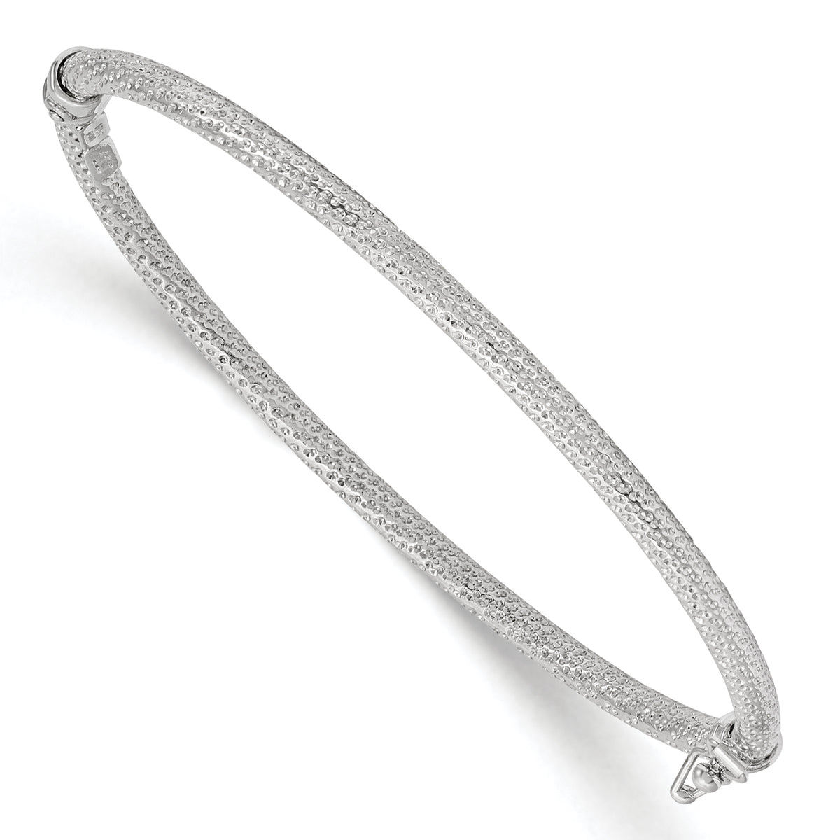 Leslie's 10K White Gold Polished and Textured Hinged Bangle