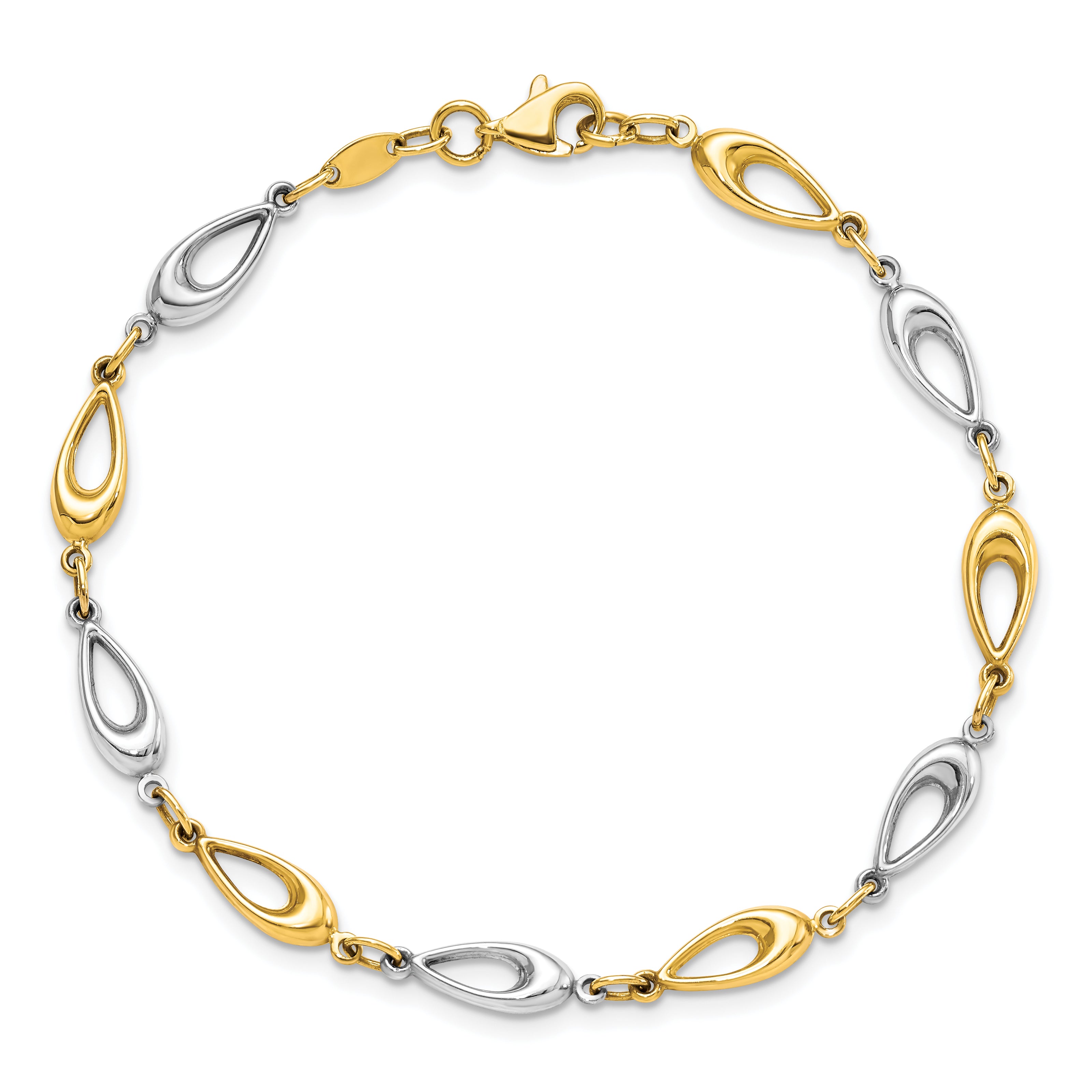 10K Two-tone Polished Bracelet