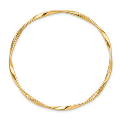 10K Yellow Gold Twisted Bangle with Polished Finish and Lifetime Warranty