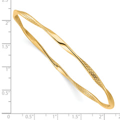 10K Yellow Gold Twisted Bangle with Polished Finish and Lifetime Warranty