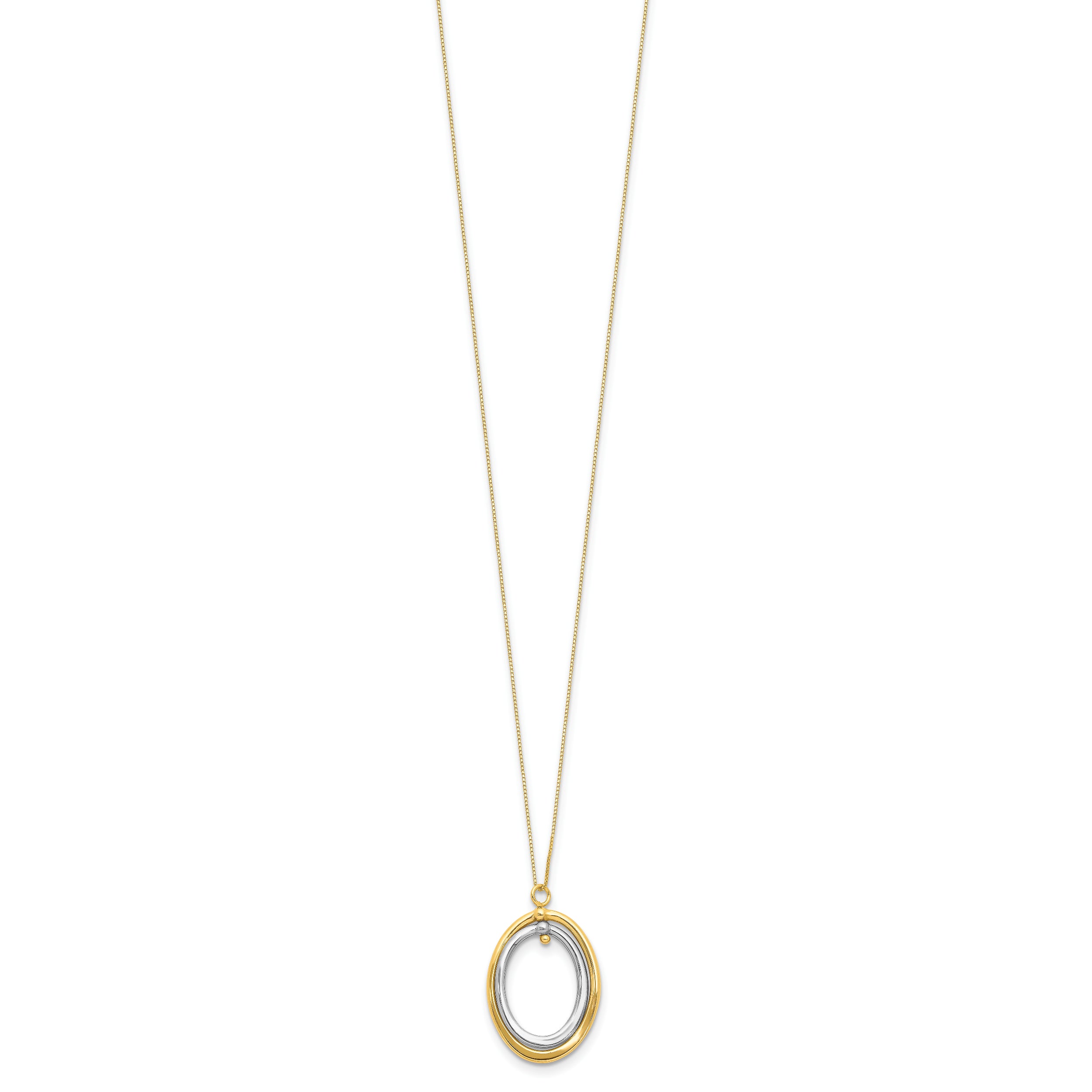 10K Two-tone Polished Oval Necklace