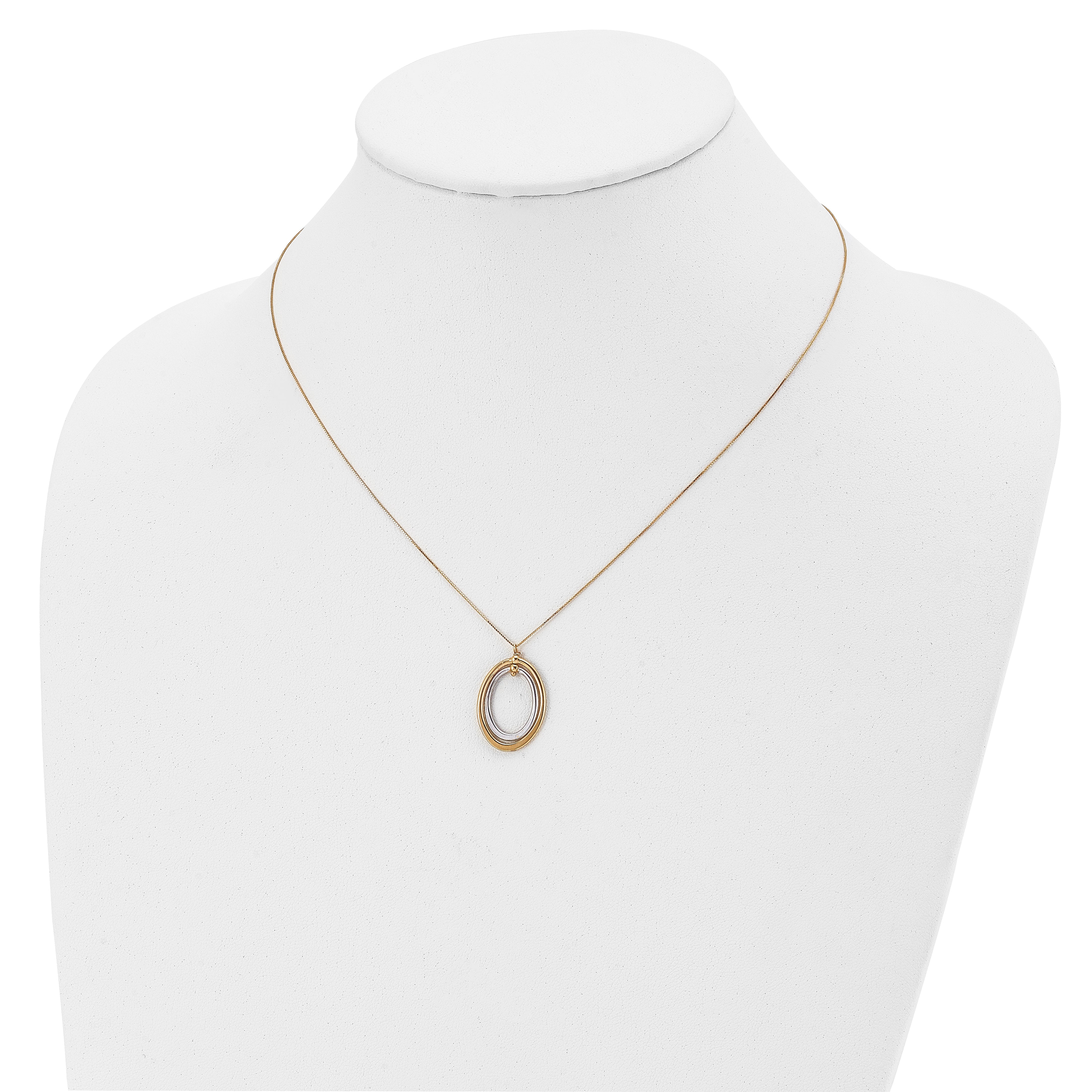 10K Two-tone Polished Oval Necklace