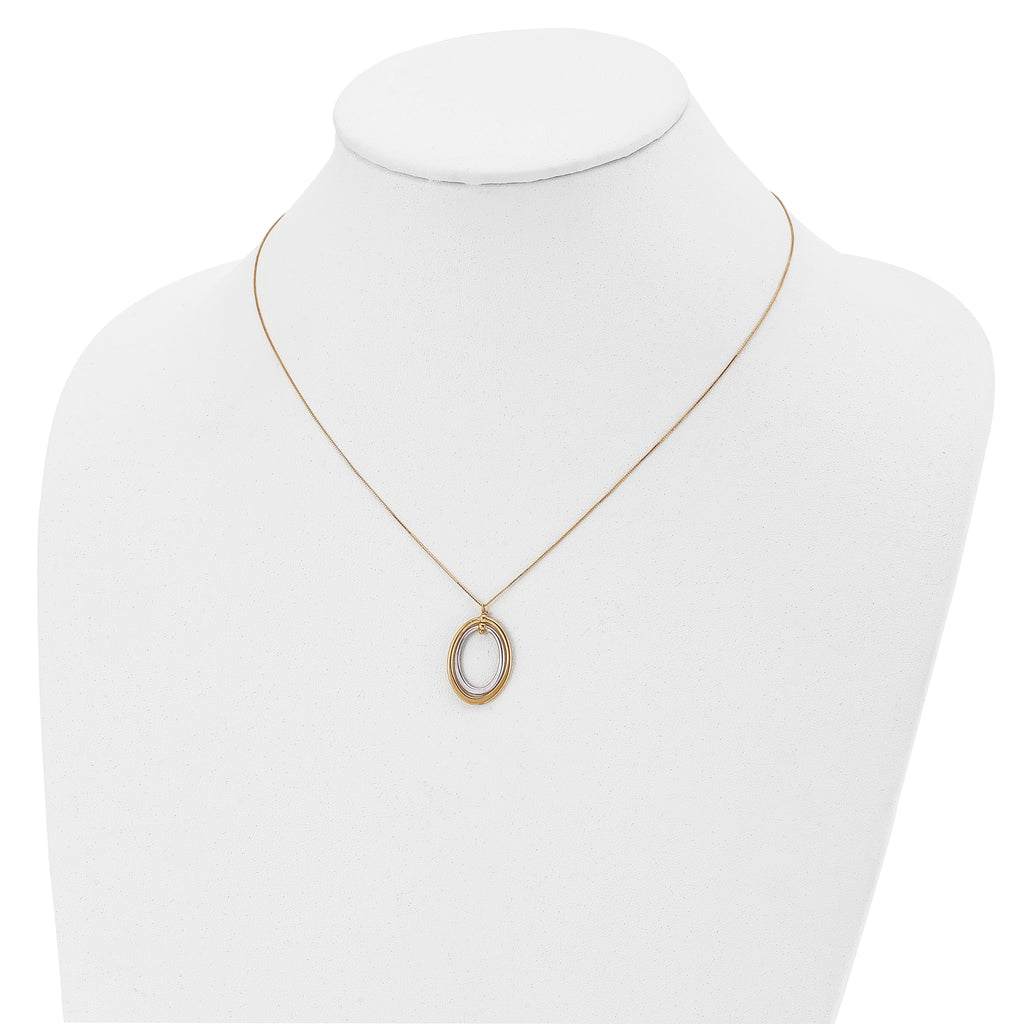 10K Two-tone Polished Oval Necklace