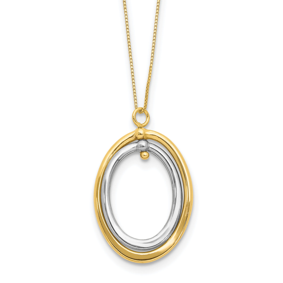 10K Two-tone Polished Oval Necklace