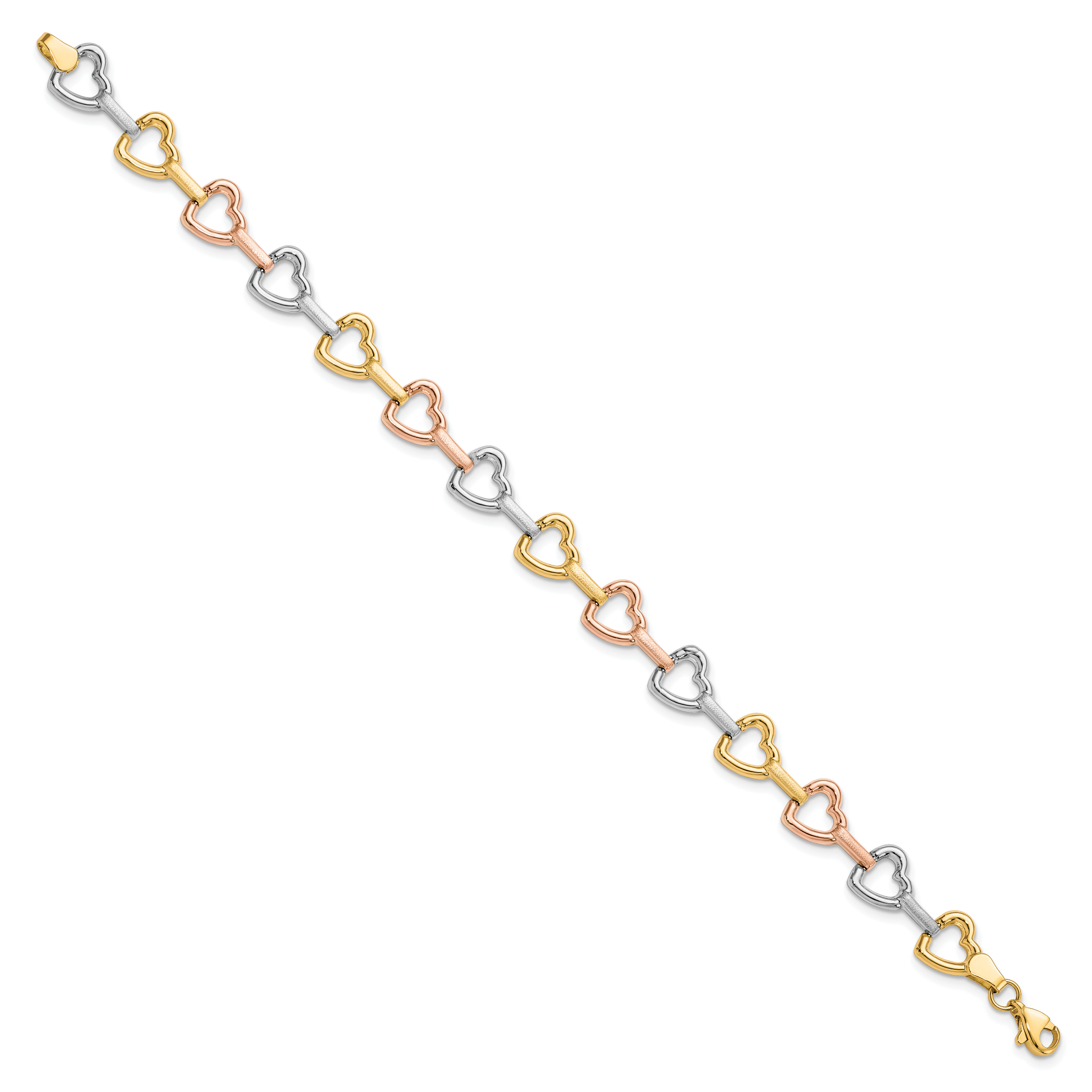 10K Tri-color Heart Bracelet Secondary image