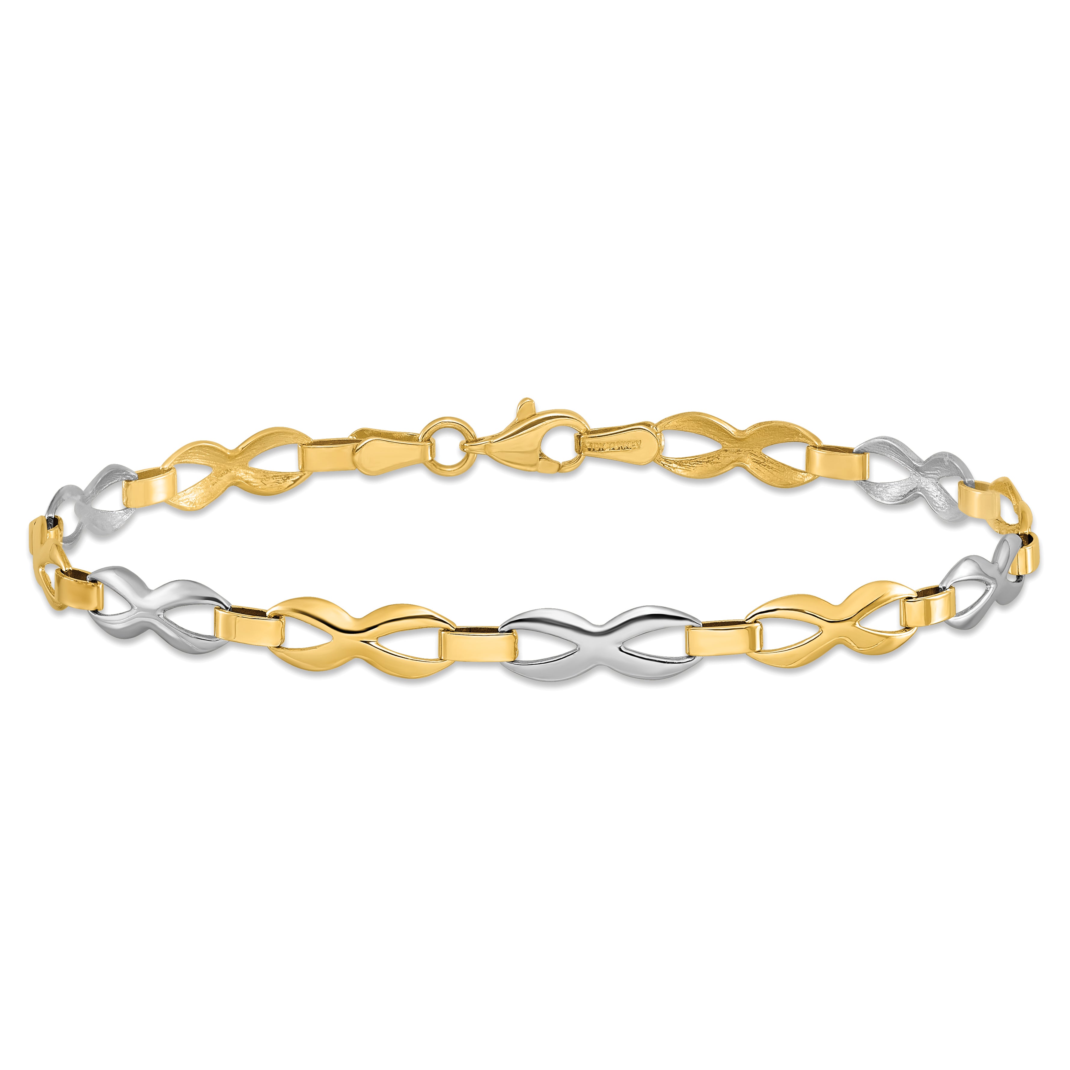 10K Two-tone Polished Bracelet