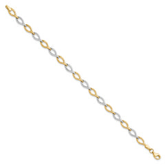 10K Two-tone Polished D/C Bracelet - 7.5