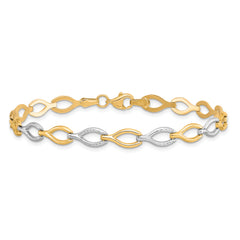 10K Two-tone Polished D/C Bracelet - 7.5