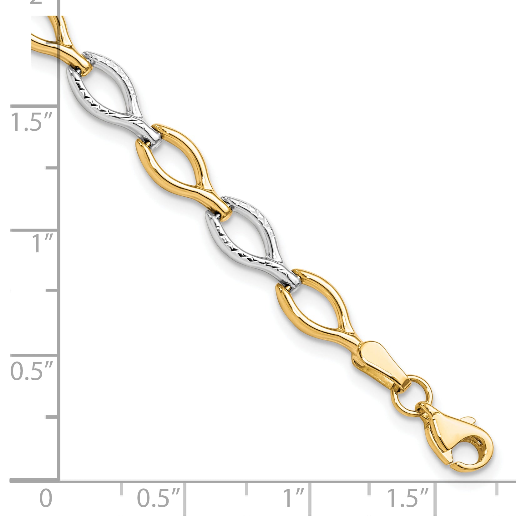 10K Two-tone Polished D/C Bracelet - 7.5