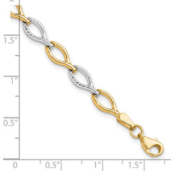 10K Two-tone Polished D/C Bracelet - 7.5