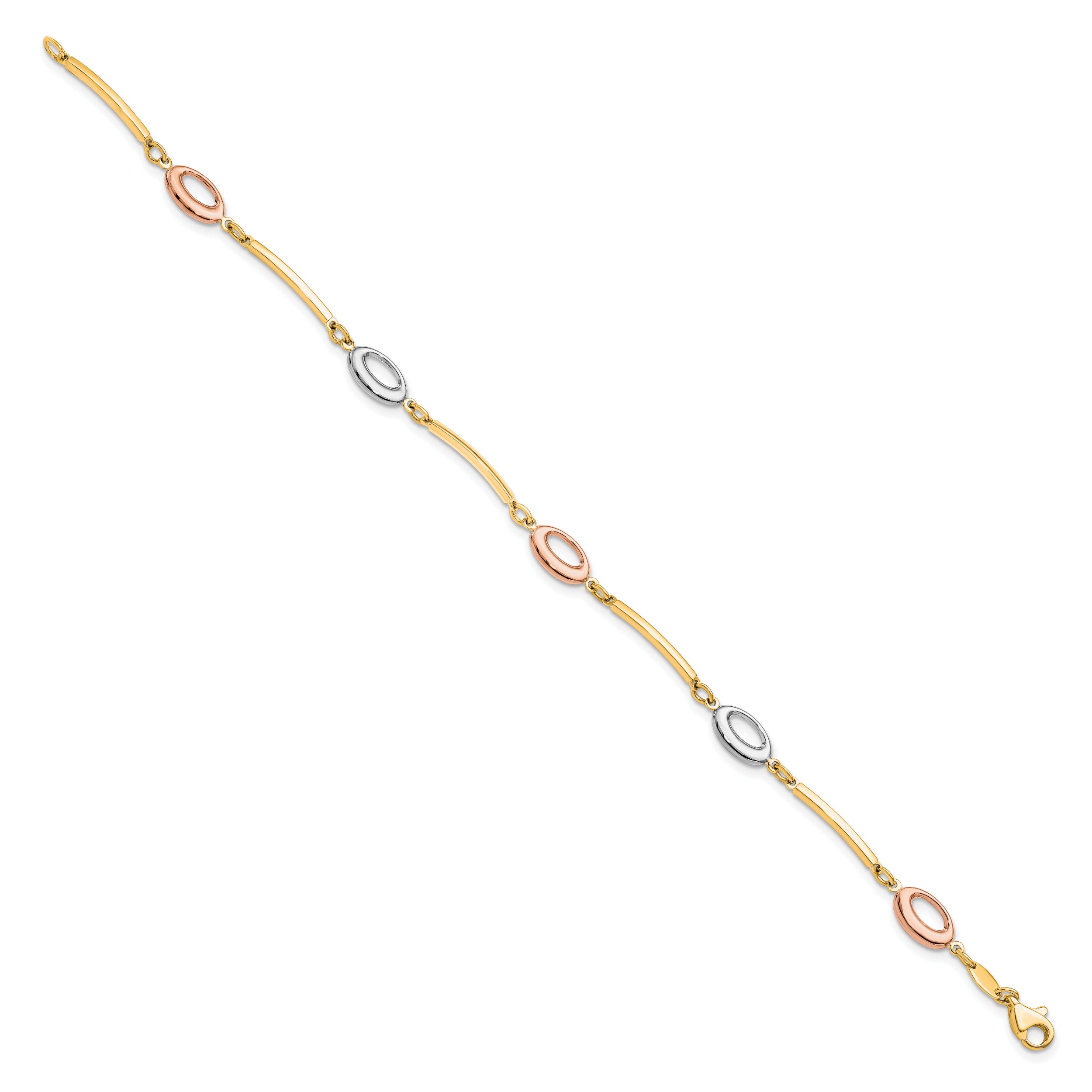 10K Tri-Color Polished Bracelet