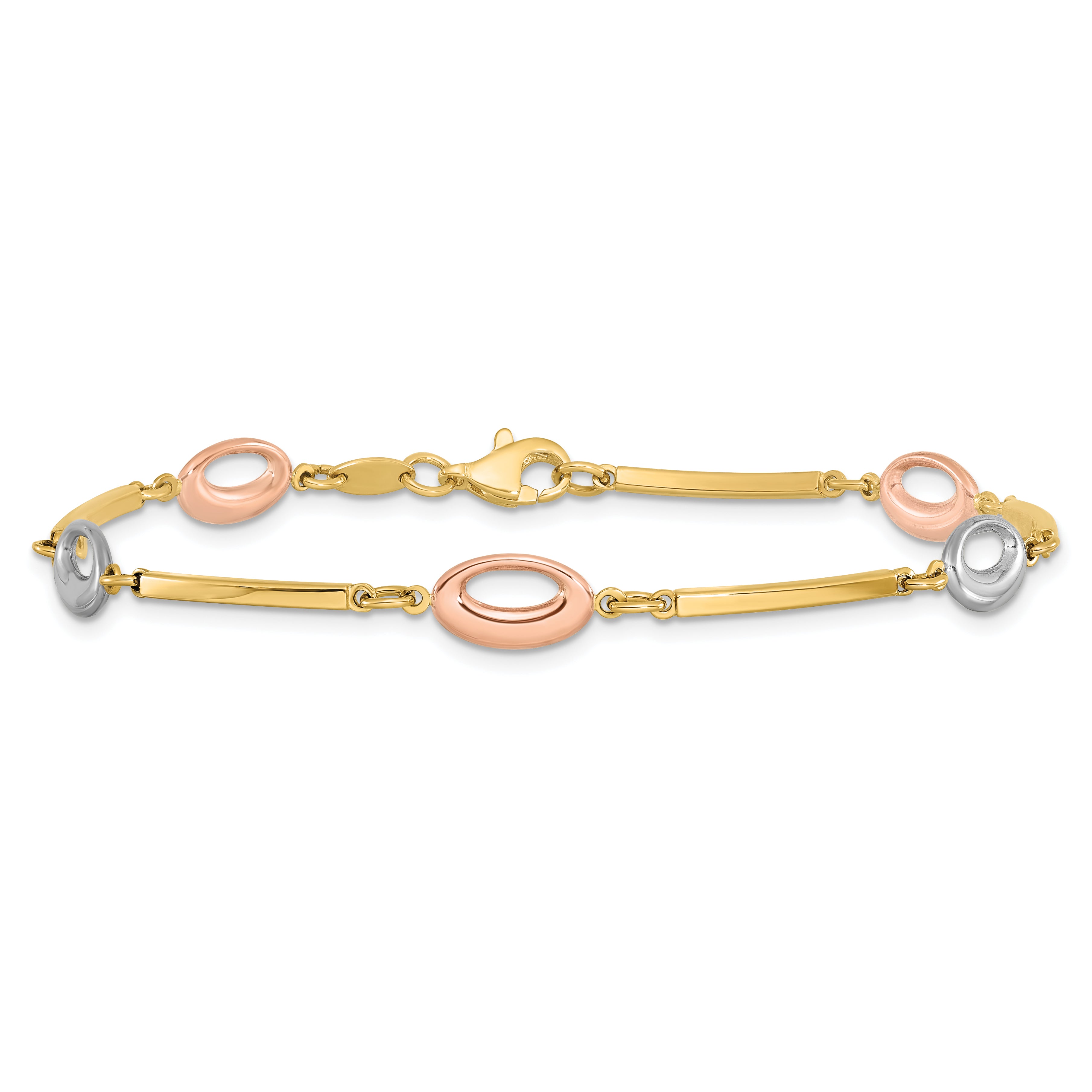 10K Tri-Color Polished Bracelet