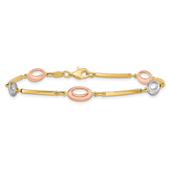 10K Tri-Color Polished Bracelet