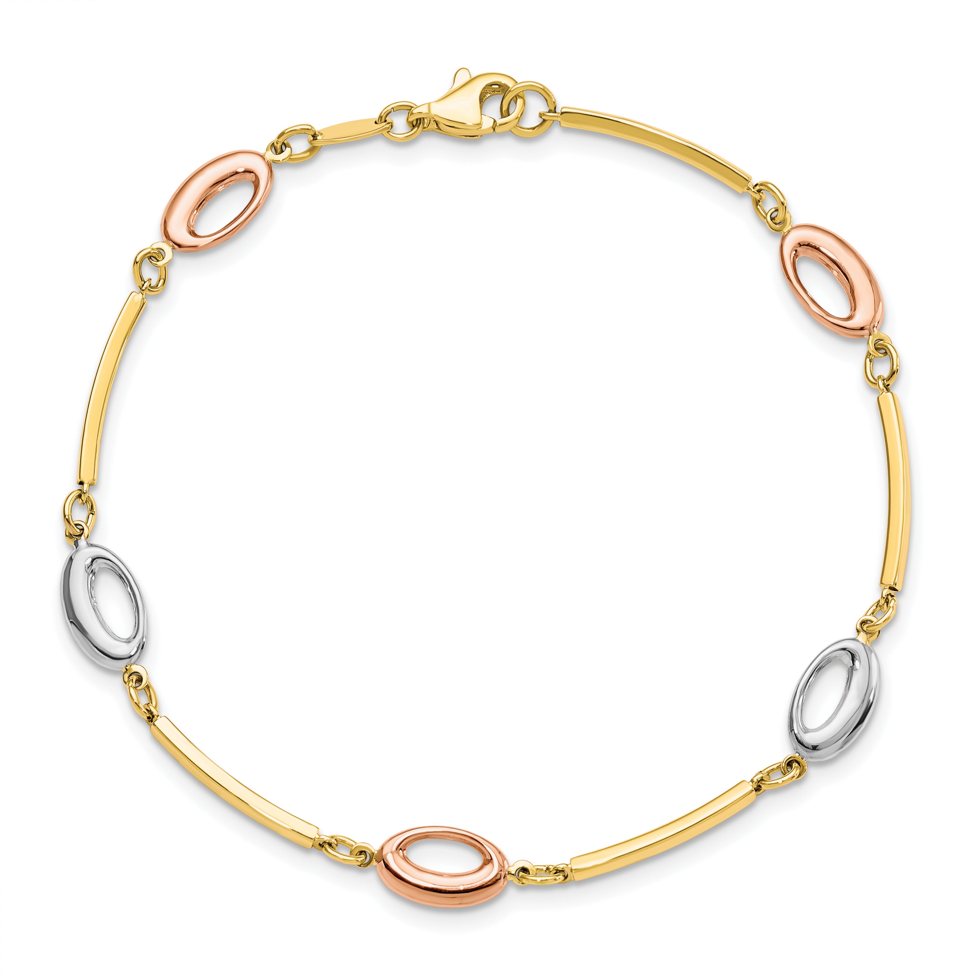 10K Tri-Color Polished Bracelet