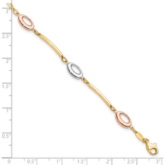10K Tri-Color Polished Bracelet