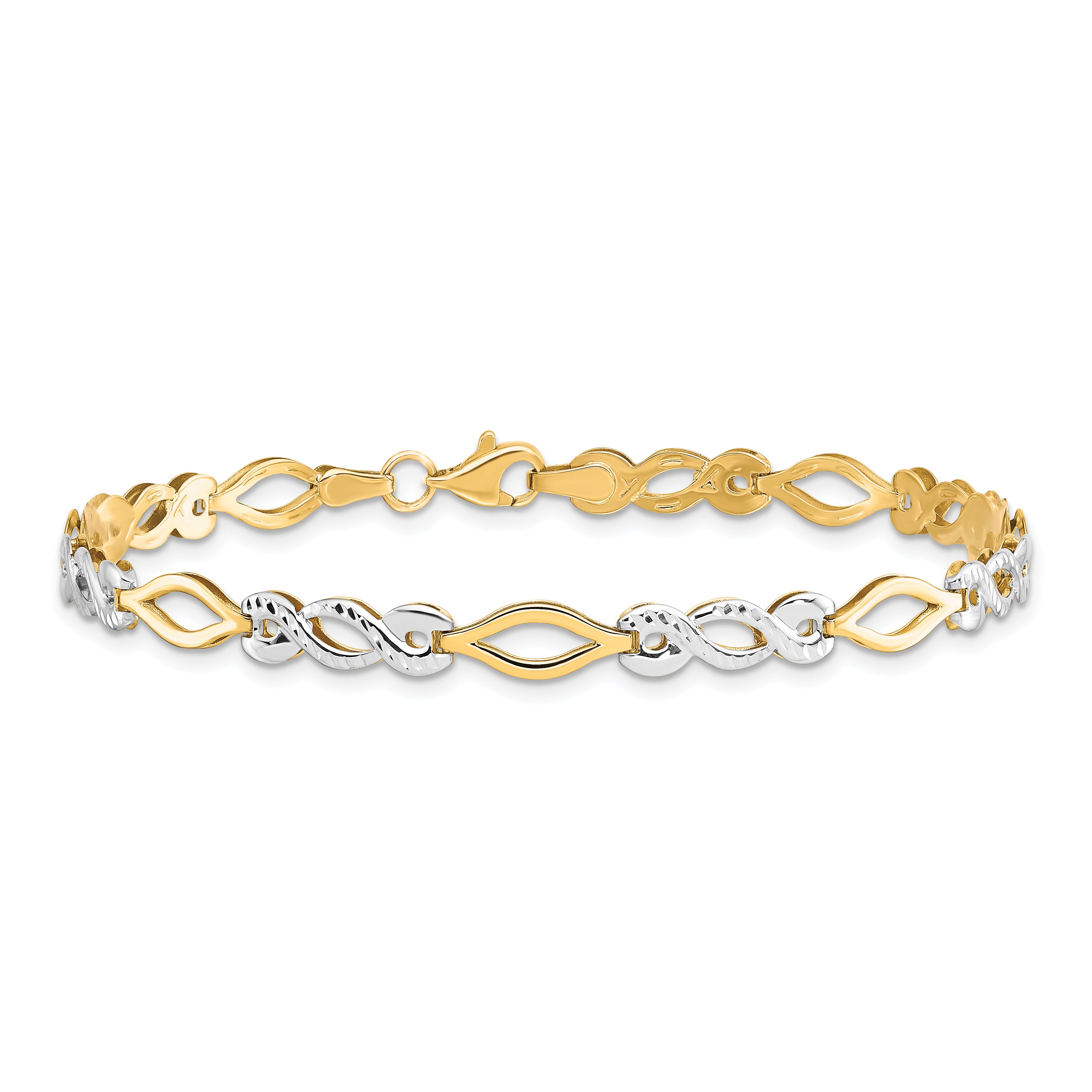 10K Two-tone Polished D/C Bracelet