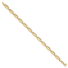 10K w/Rhodium Fancy Link Bracelet