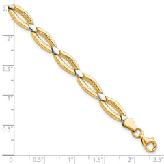 10K w/Rhodium Fancy Link Bracelet