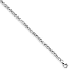 10K White Gold Polished D/C Beaded Bracelet