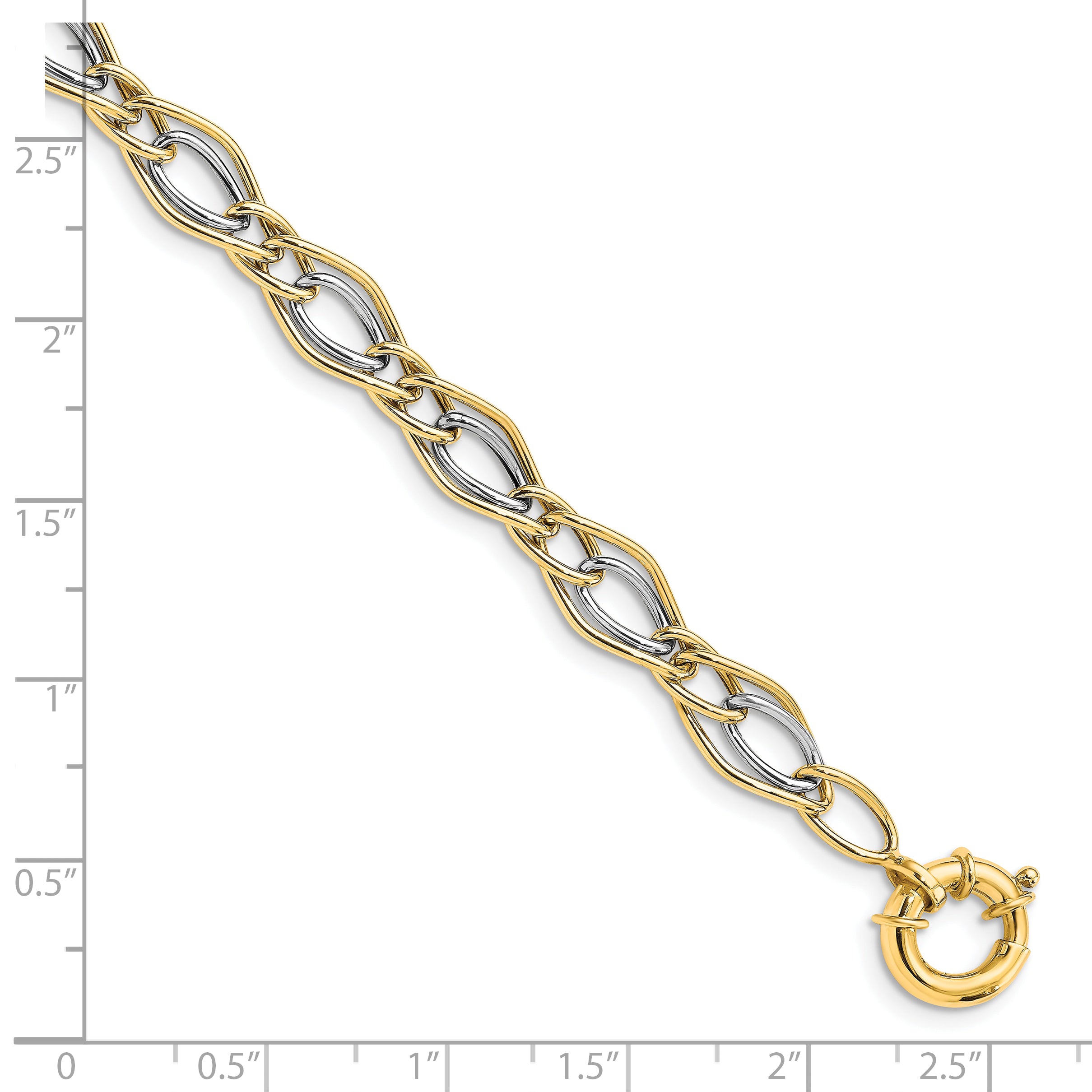 10K Yellow w/Rhodium-plated Polished Bracelet
