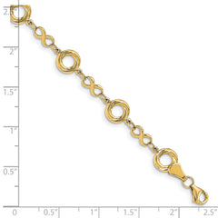 10K Polished Textured Infinity Link Bracelet