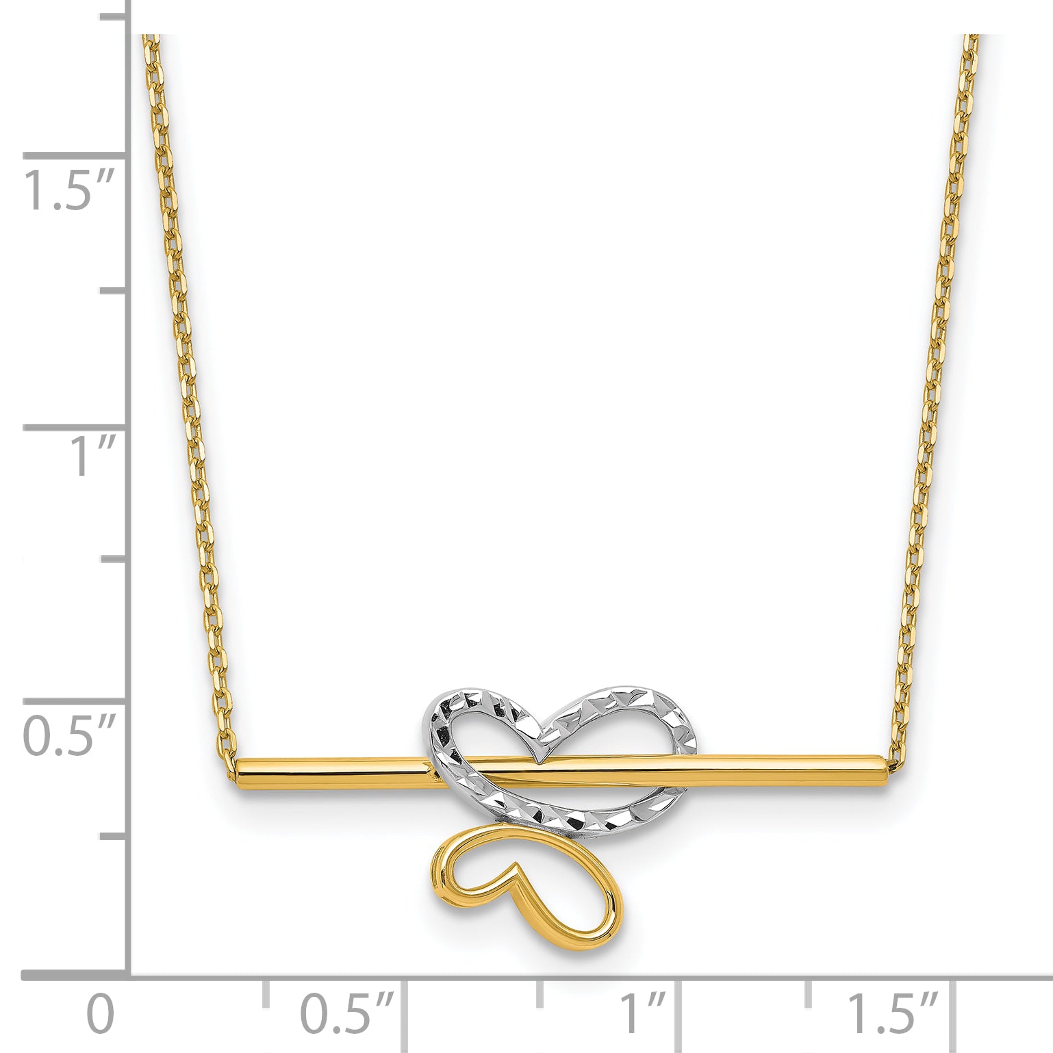 10K Rhodium-plated Polished D/C Butterfly Bar Necklace