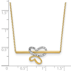 10K Rhodium-plated Polished D/C Butterfly Bar Necklace