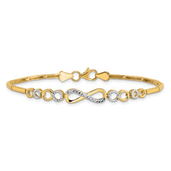 10k Rhodium-plated Polished/Diamond-cut Infinity Bracelet