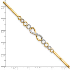 10k Rhodium-plated Polished/Diamond-cut Infinity Bracelet