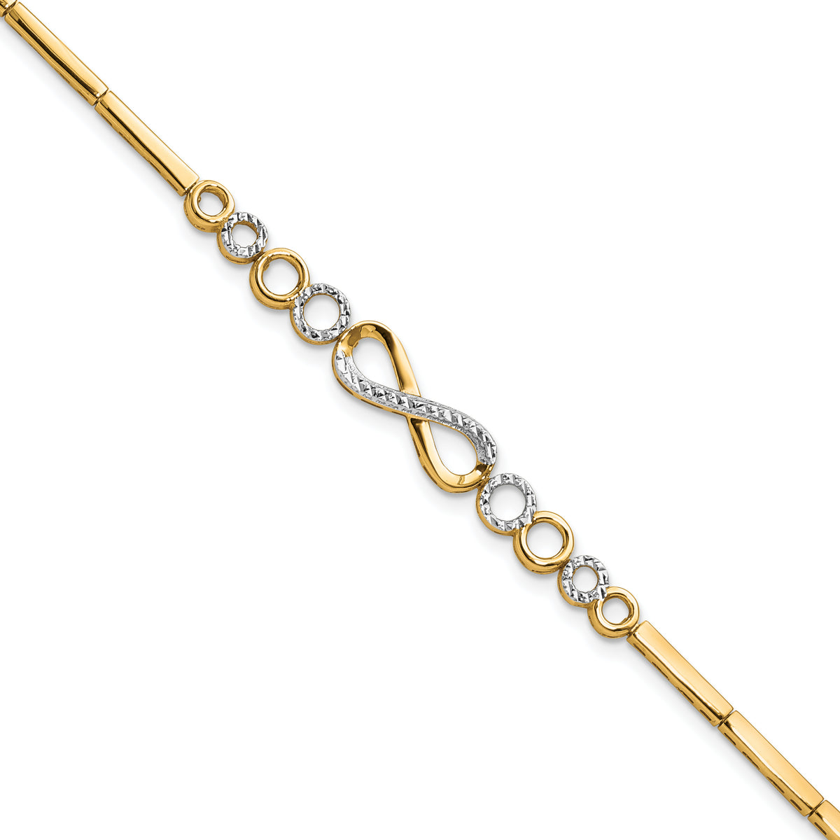 10k Rhodium-plated Polished/Diamond-cut Infinity Bracelet
