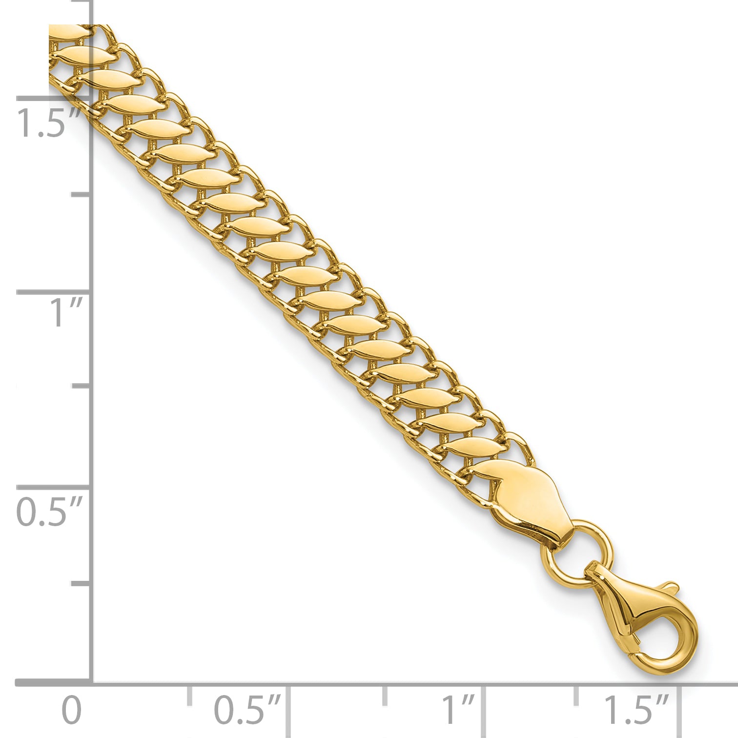 10K Polished Fancy Link w/1in ext. Bracelet