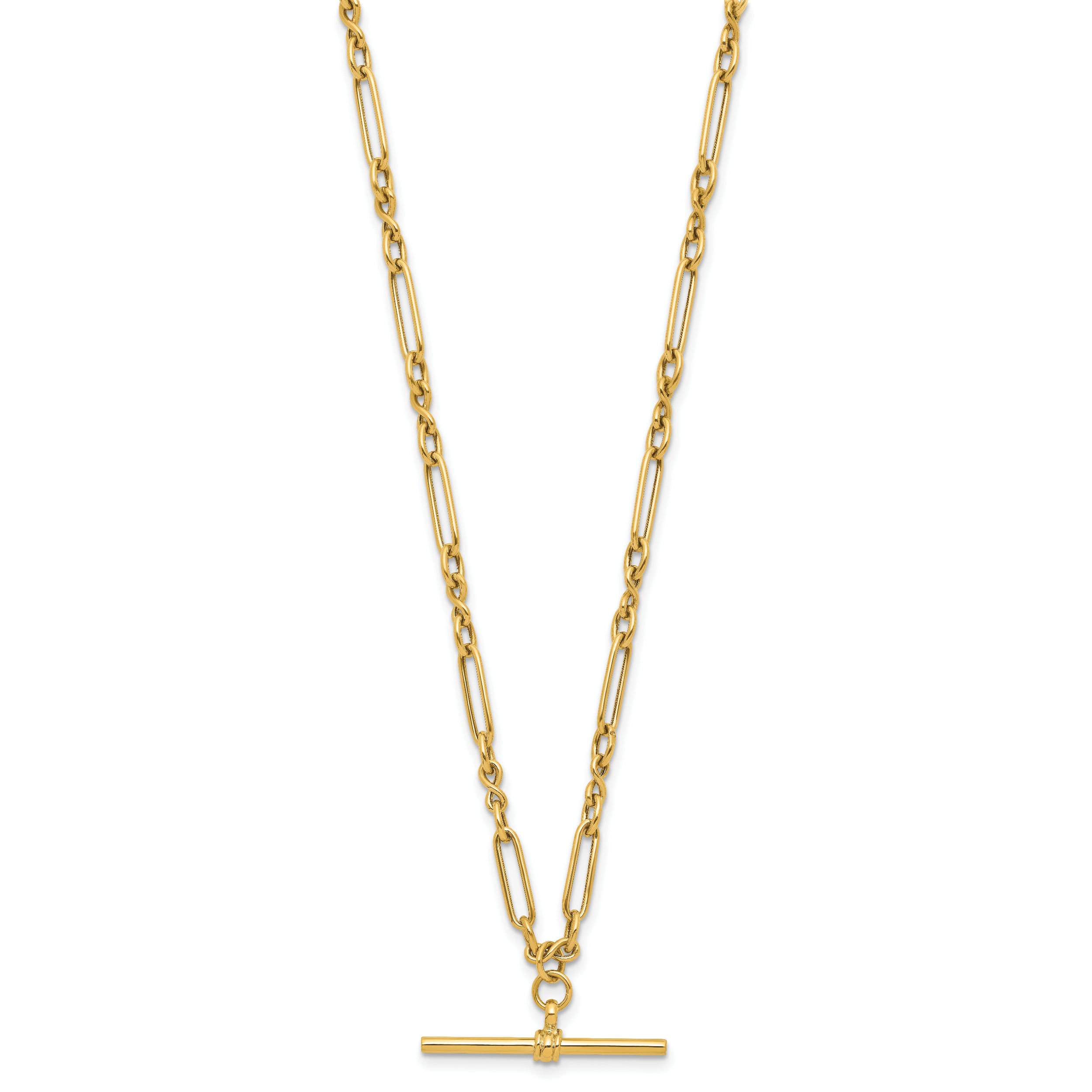 10K Polished Fancy Link Bar Necklace