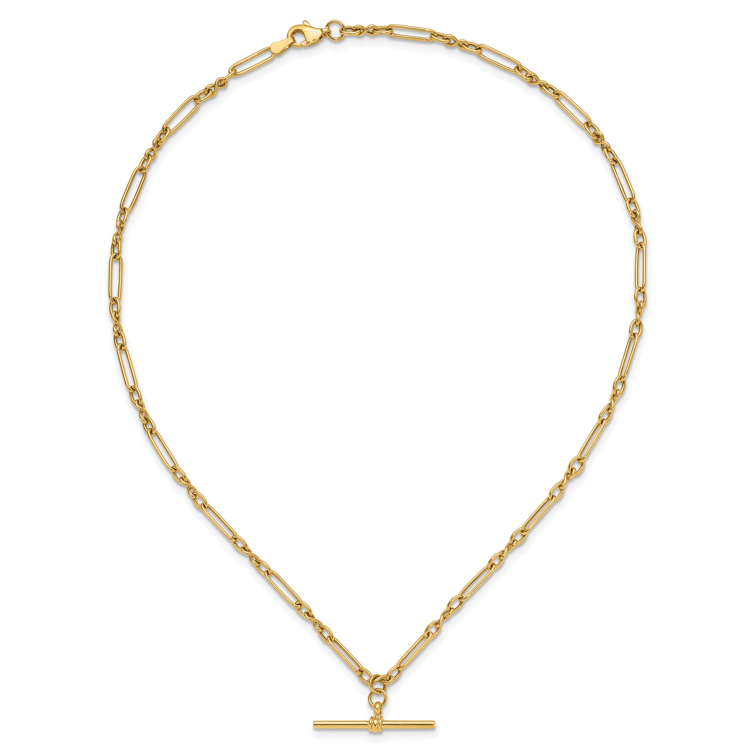 10K Polished Fancy Link Bar Necklace