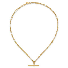 10K Polished Fancy Link Bar Necklace