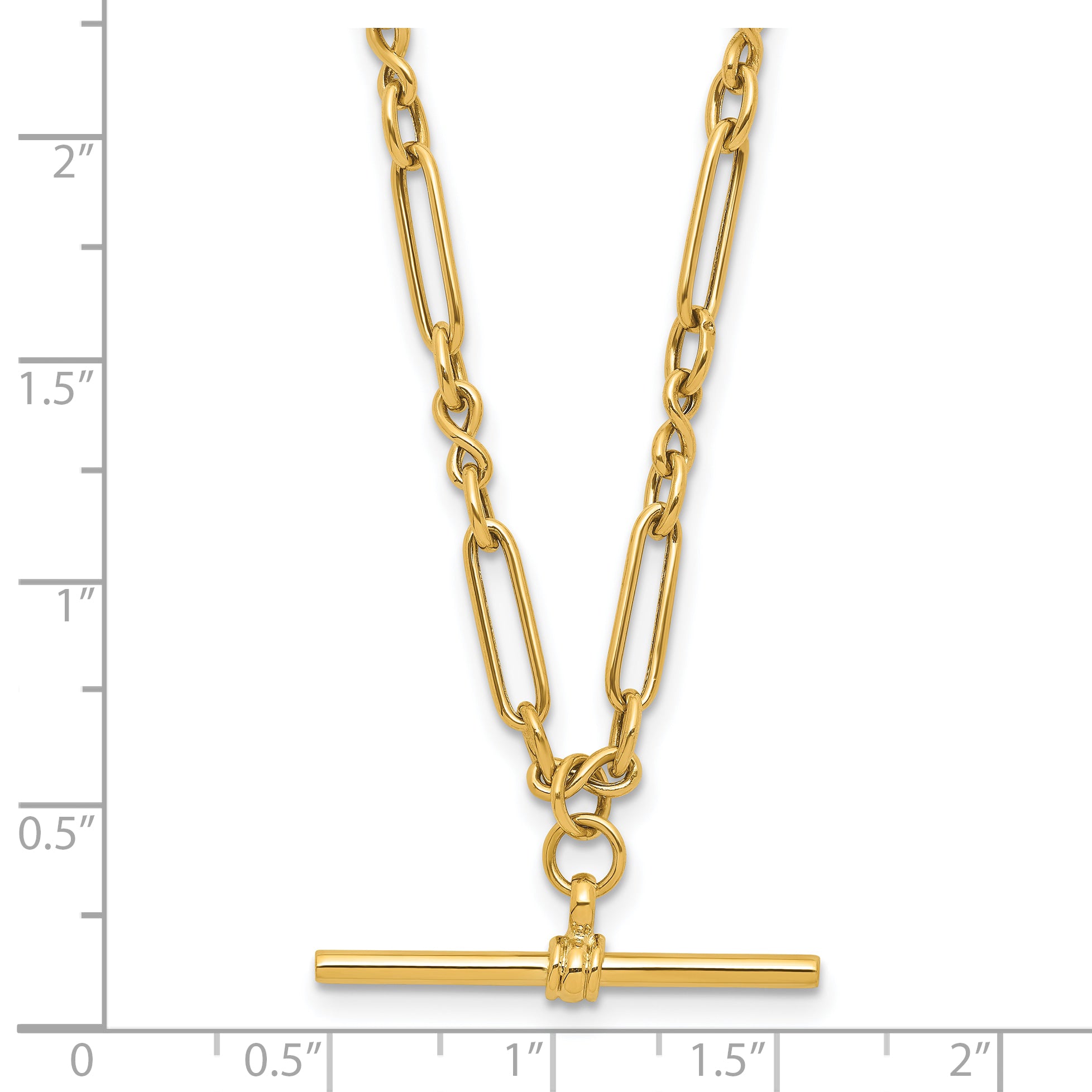 10K Polished Fancy Link Bar Necklace
