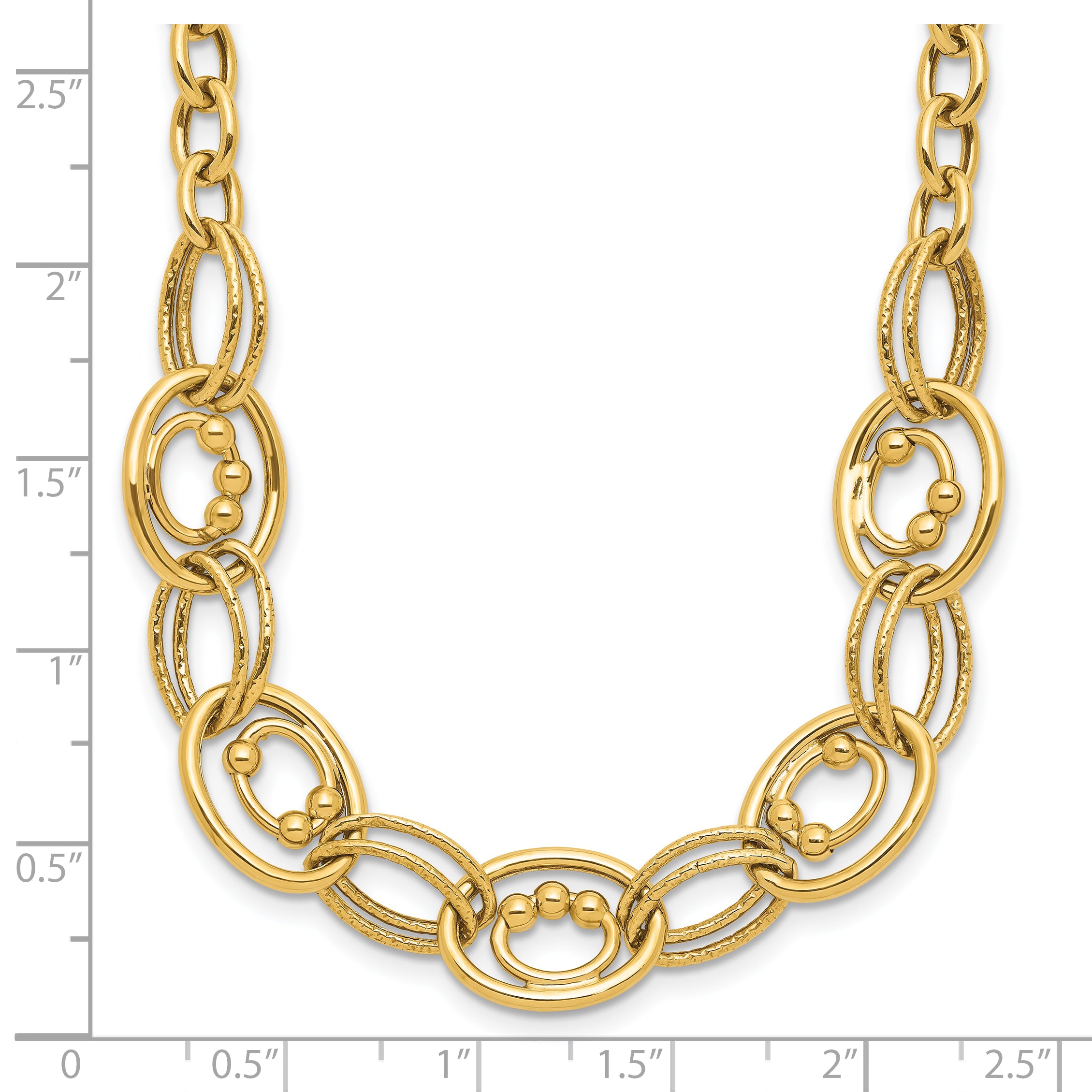10K Polished and Textured Fancy Link Necklace
