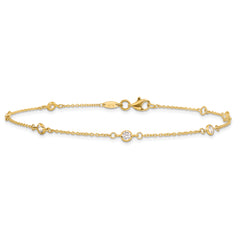 10K CZ Polished 9in plus 1in ext. Anklet
