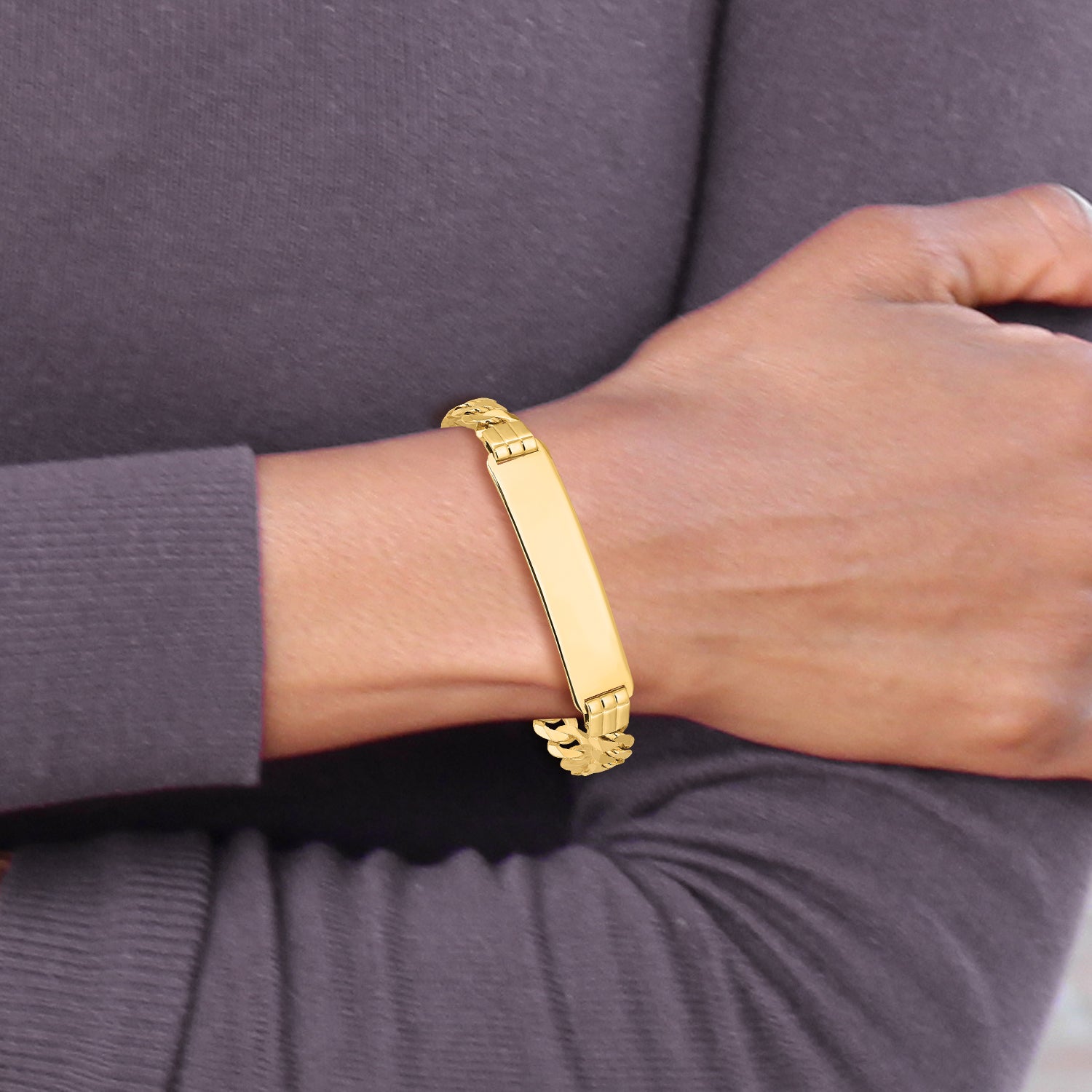 10k Flat Curb Link ID Bracelet - 7