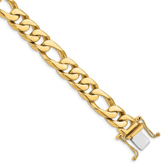 10K 11mm Hand-Polished Figaro Link Bracelet