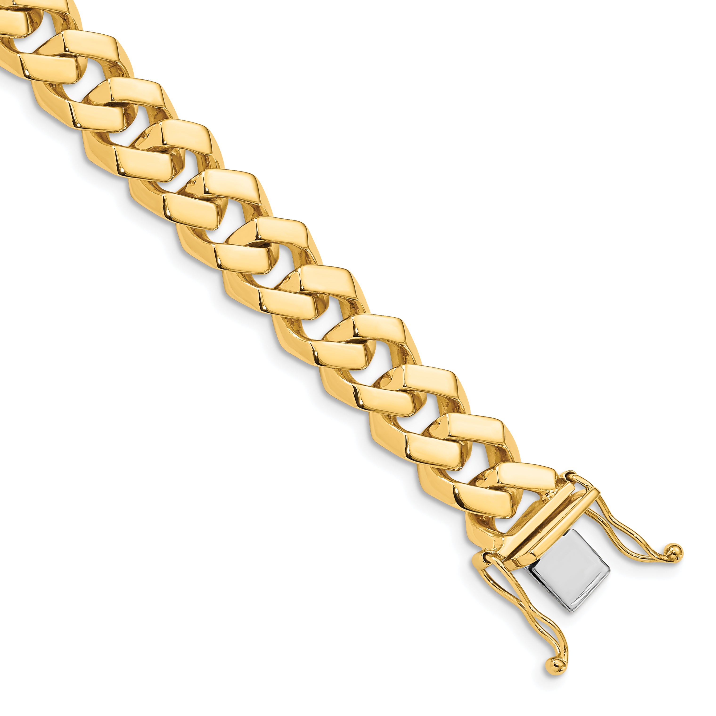 10k 10mm Hand-polished Fancy Link Bracelet