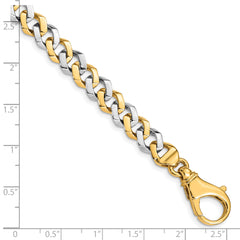 10k Two-tone 8mm Hand-polished Fancy Link Bracelet