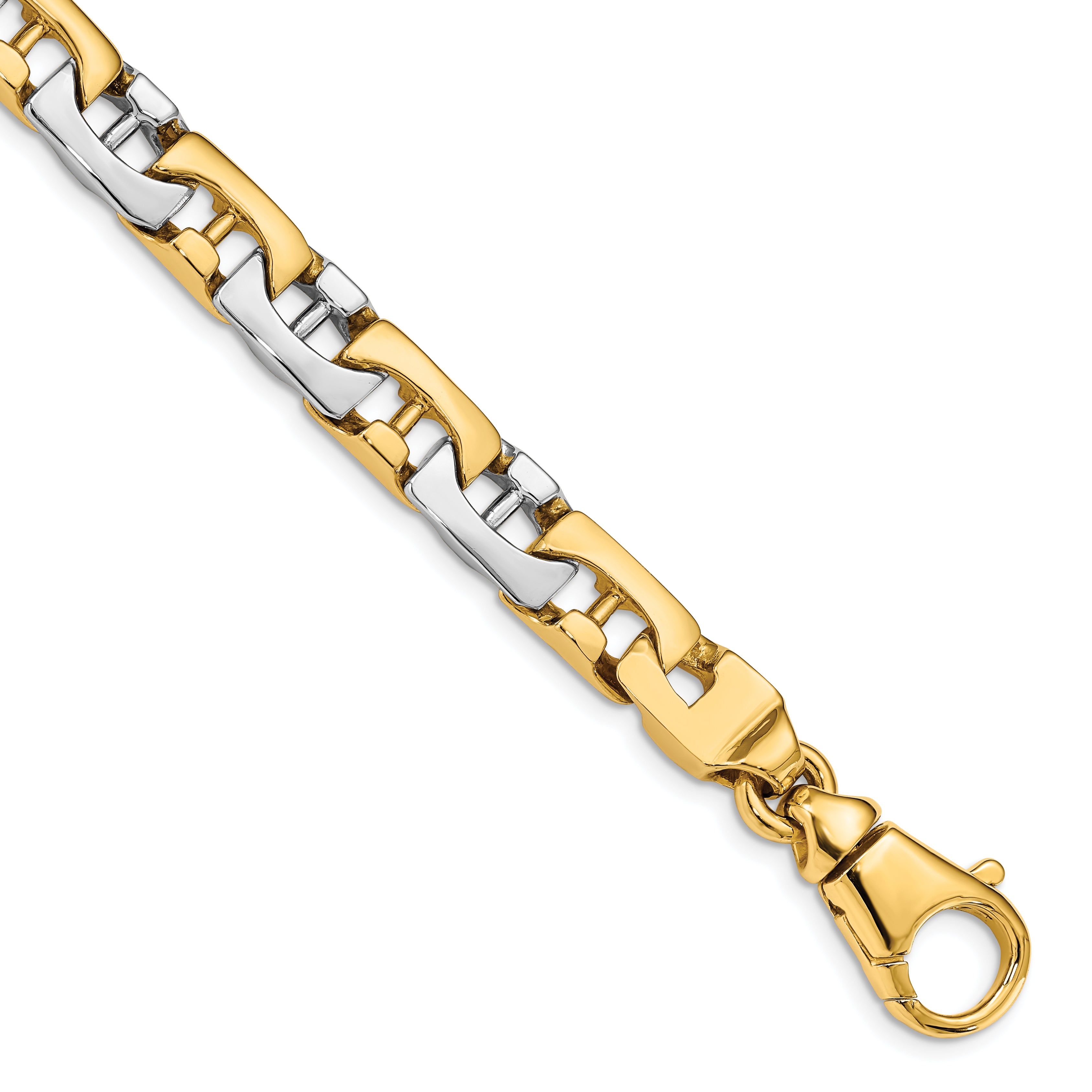 10k Two-tone 8.5mm Hand-polished Fancy Link Bracelet