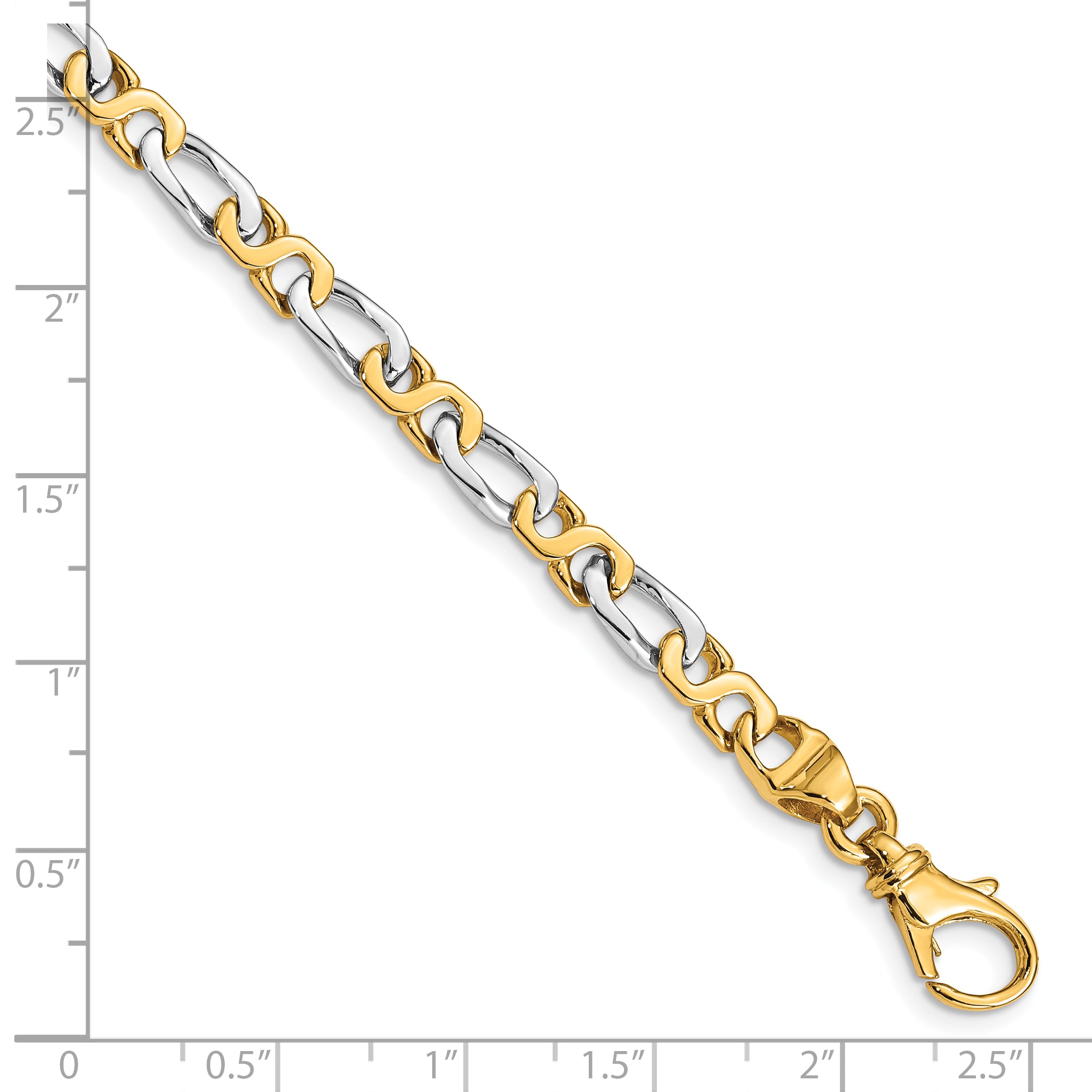 10k Two-tone 4.8mm Hand Polished Fancy Link Bracelet